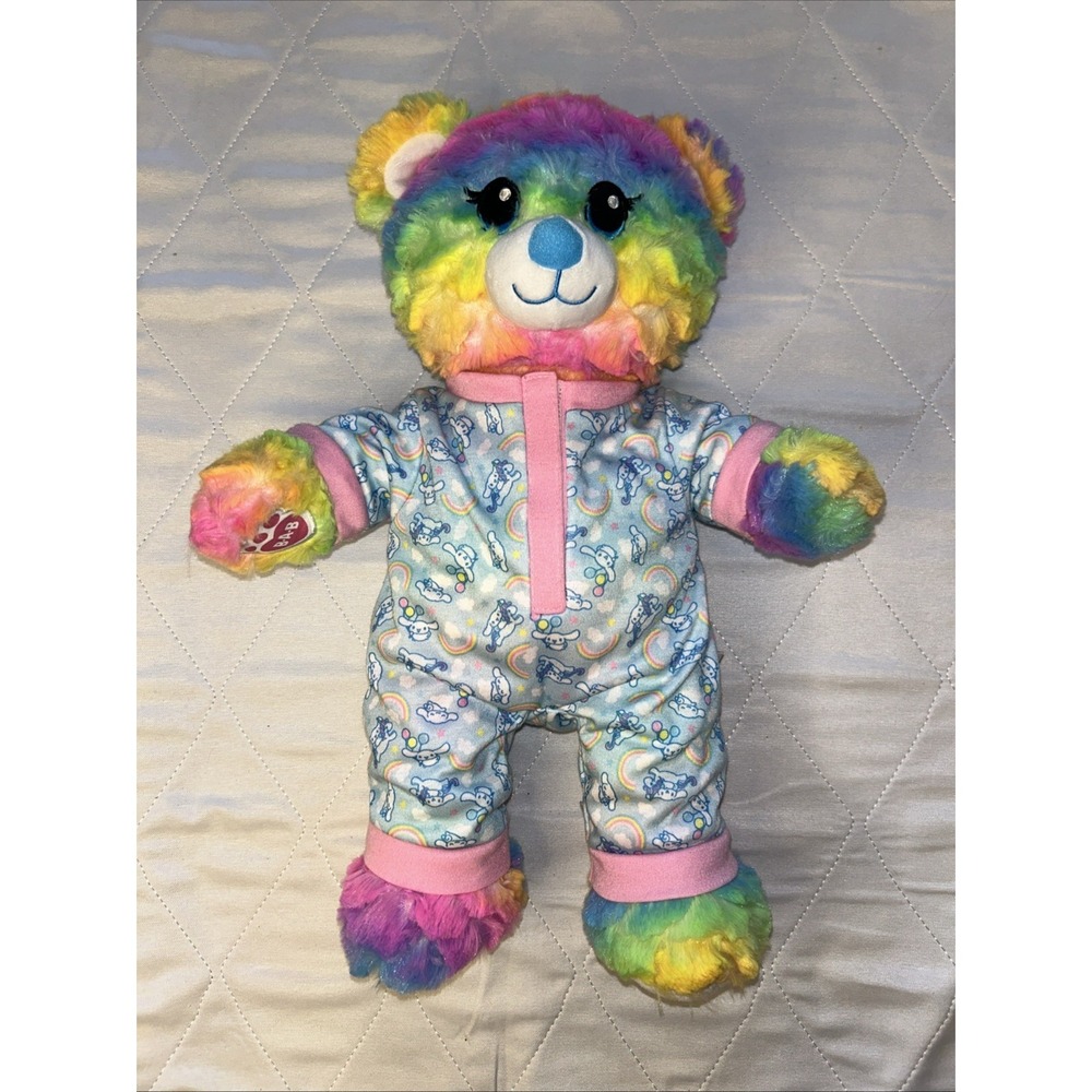 Build-A-Bear Rainbow Party Teddy Bear Sanrio Cinnamoroll Pajamas NWOT 16"